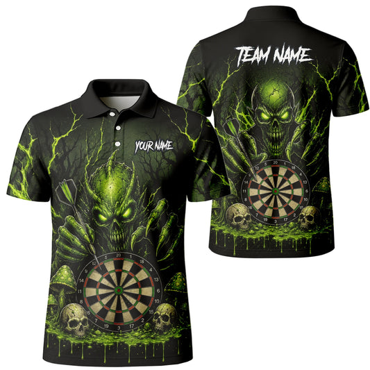 Personalised Black & Green Monster Skull Dartboard Darts Shirt For Men A277