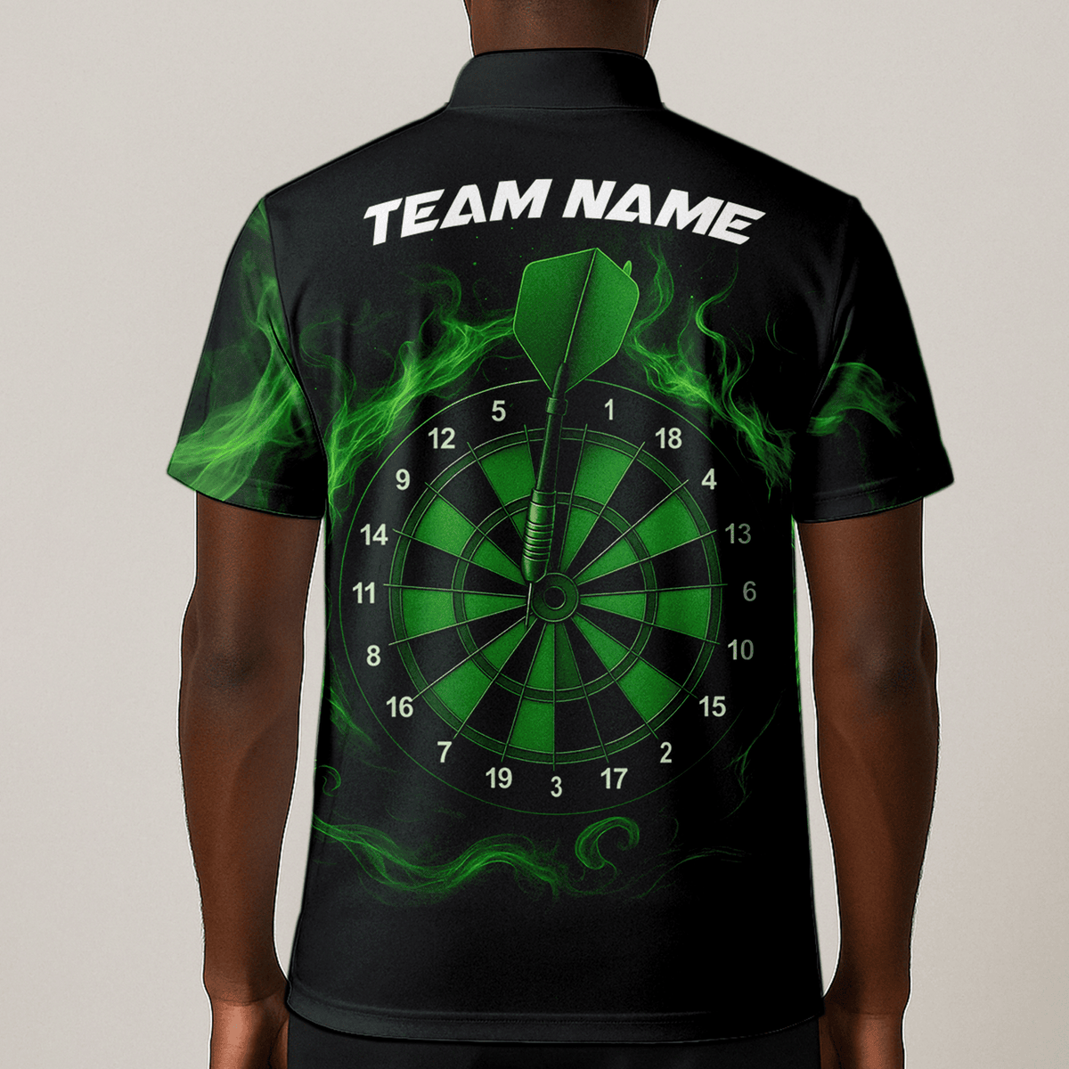 Personalized Green Flame Dart Board Polo Shirt Black Green For Men W9913 additional image 1