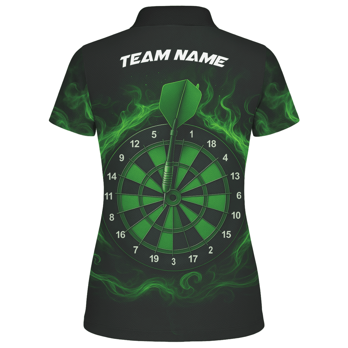 Personalized Green Flame Dart Board Polo Shirt Black Green For Women W9913 additional image 2