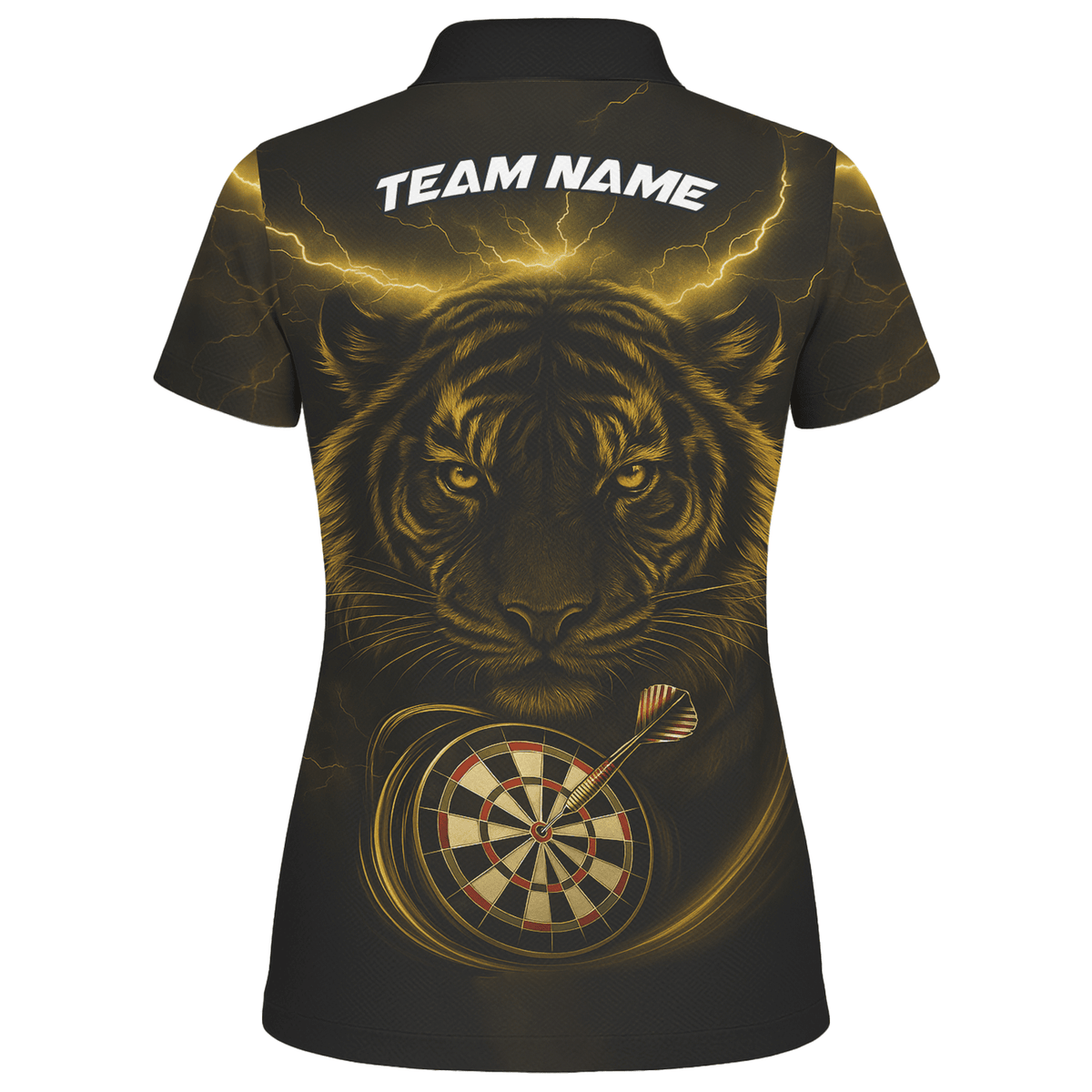 Personalized Gold Lightning Tiger Dart Polo Shirt Black For Women N4631 additional image 2