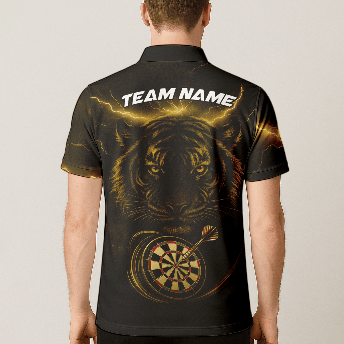 Personalized Gold Lightning Tiger Dart Polo Shirt Black for Men N4631 additional image 5