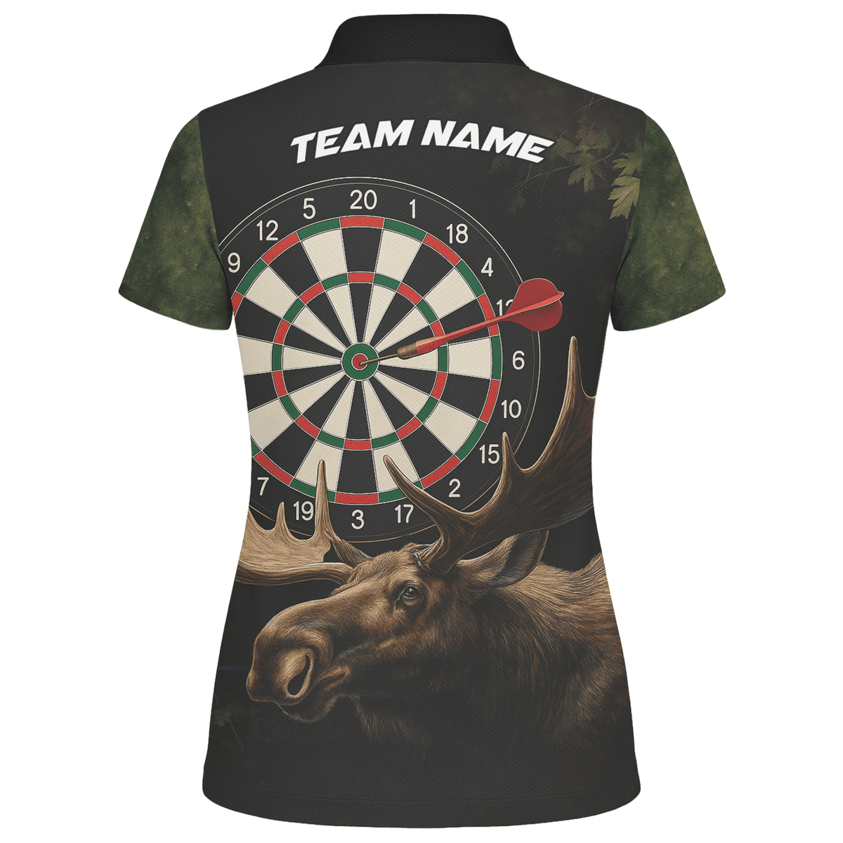 Personalized Moose Hunter Darts Polo Shirt Black Green For Women J8357 additional image 2