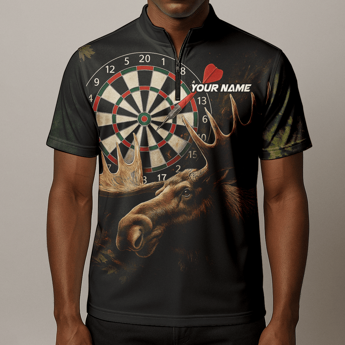 Personalized Moose Hunter Darts Polo Shirt Black Green For Men J8357 additional image 8