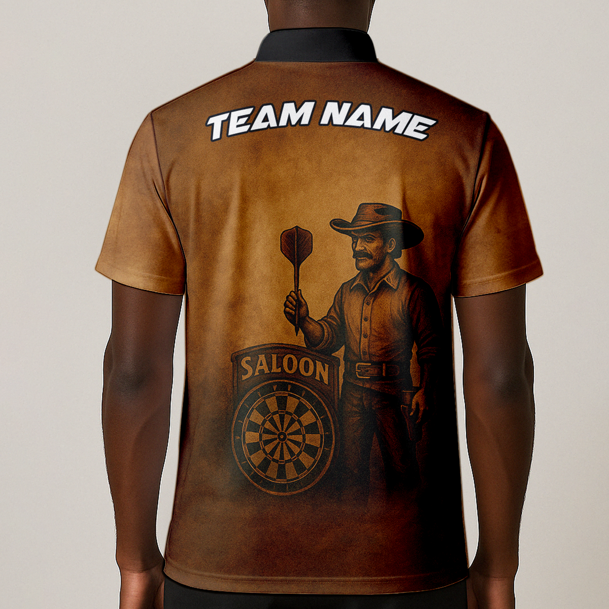 Personalized Cowboy Western Saloon Darts Polo Shirt Brown Black additional image 1