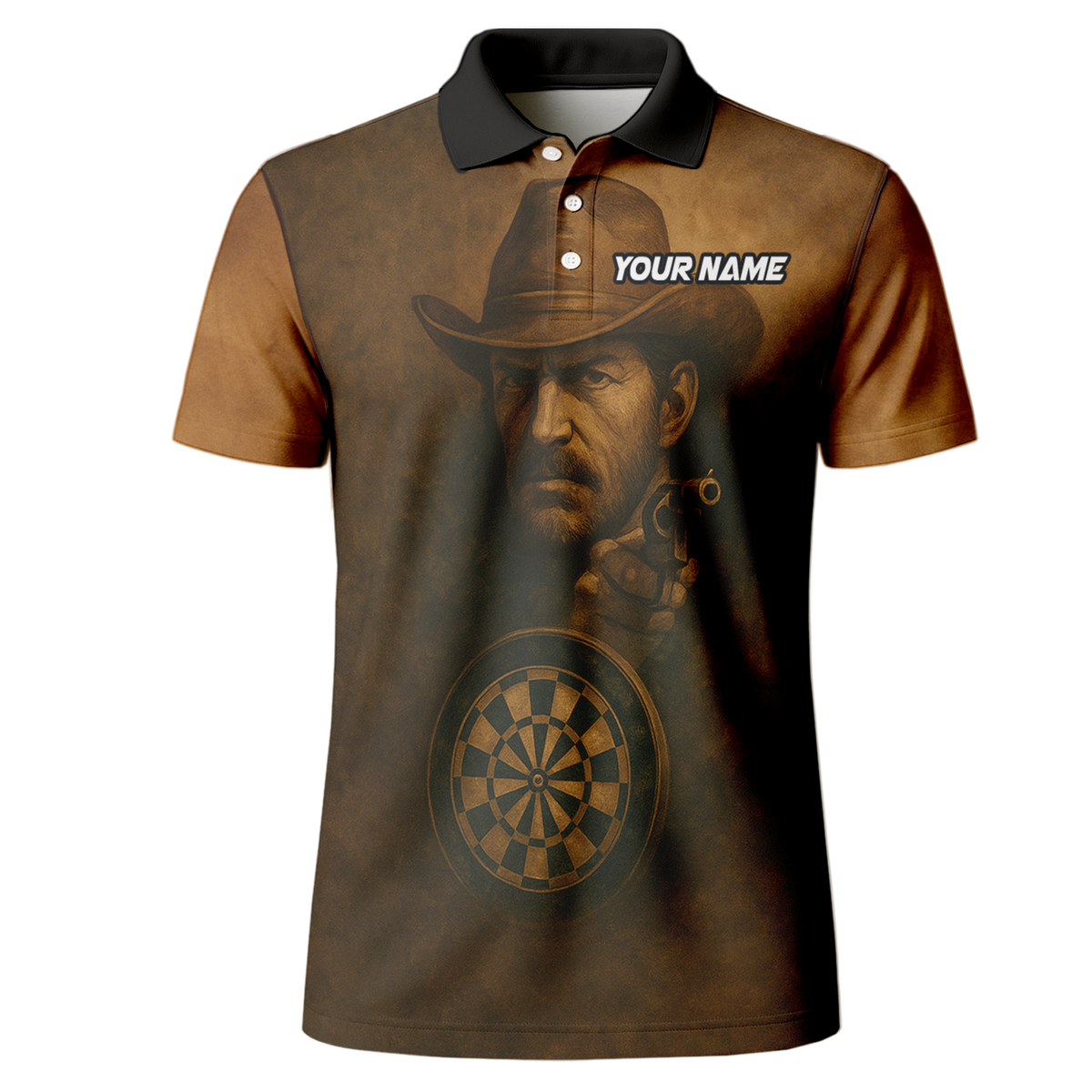 Personalized Cowboy Western Saloon Darts Polo Shirt Brown Black additional image 2