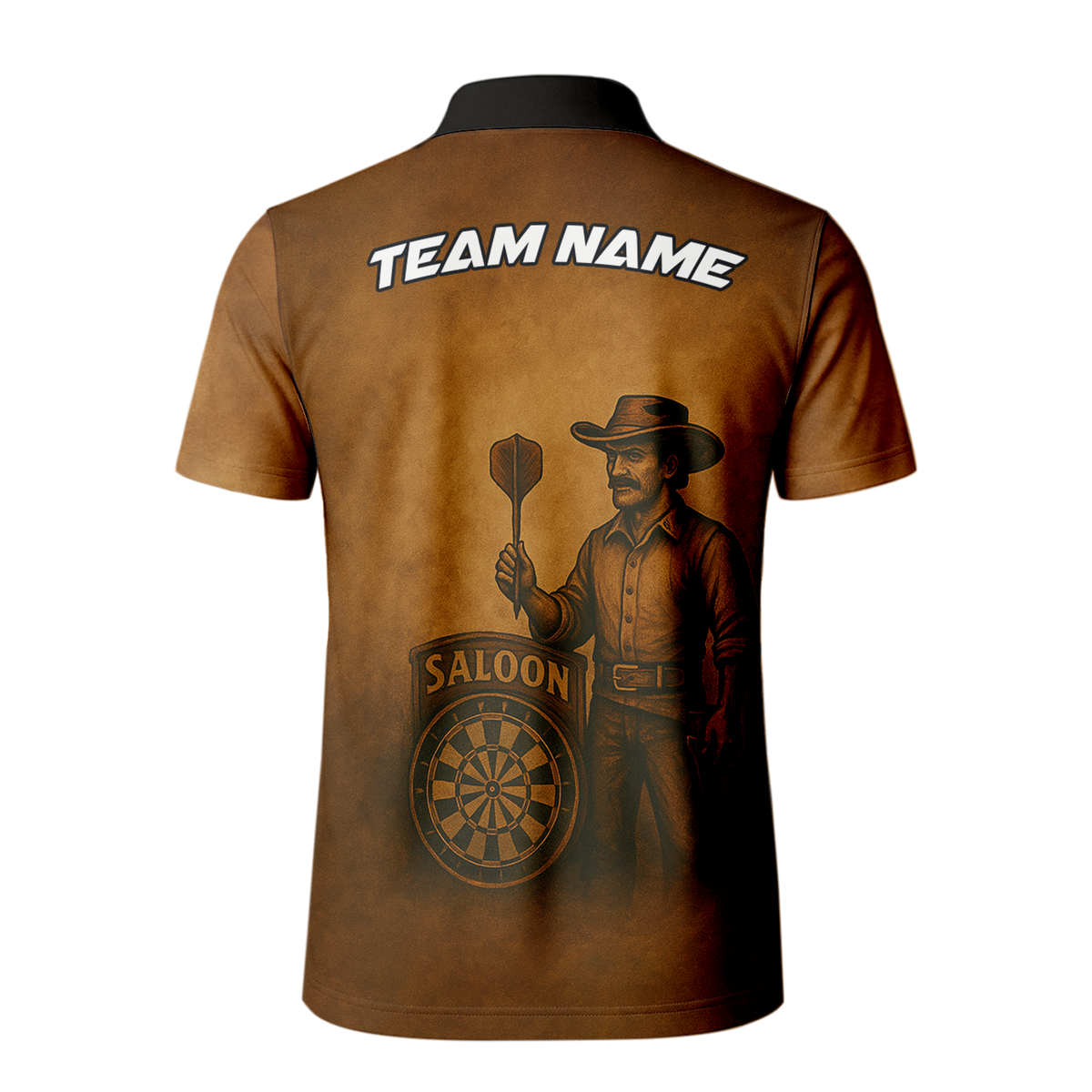 Personalized Cowboy Western Saloon Darts Polo Shirt Brown Black additional image 3