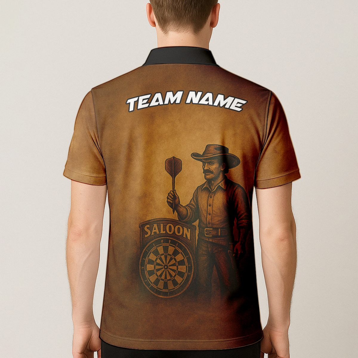 Personalized Cowboy Western Saloon Darts Polo Shirt Brown Black additional image 5
