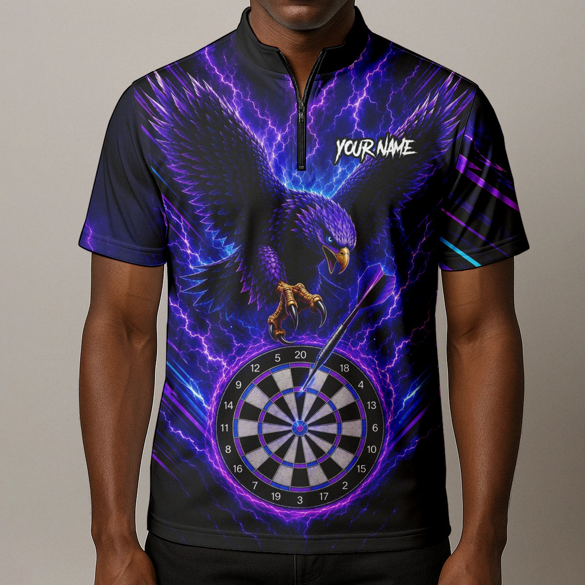 Personalised Purple Lightning Eagle Darts Polo Shirt For Men U478