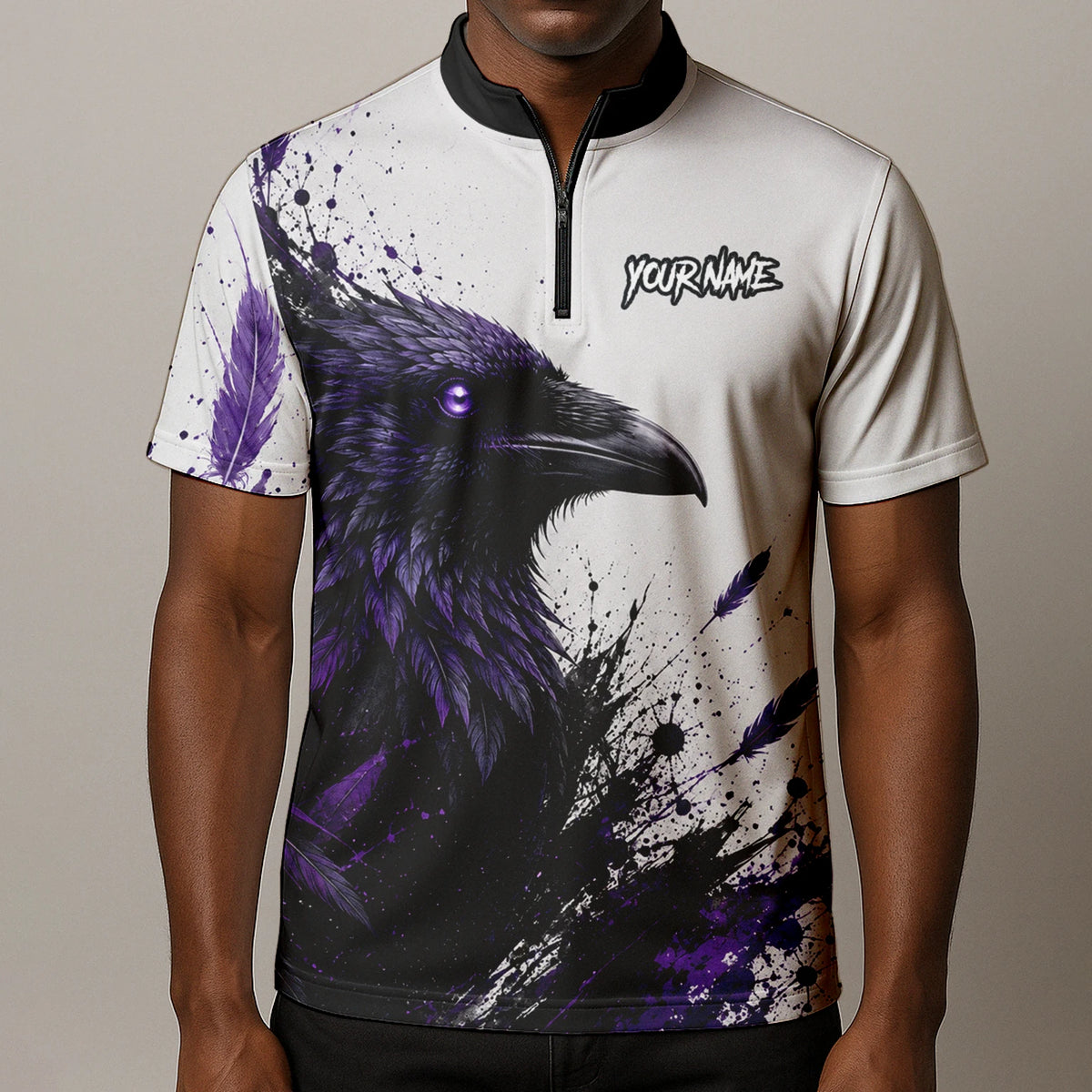 Personalised White Black Purple Raven Darts Shirt For Men Z888