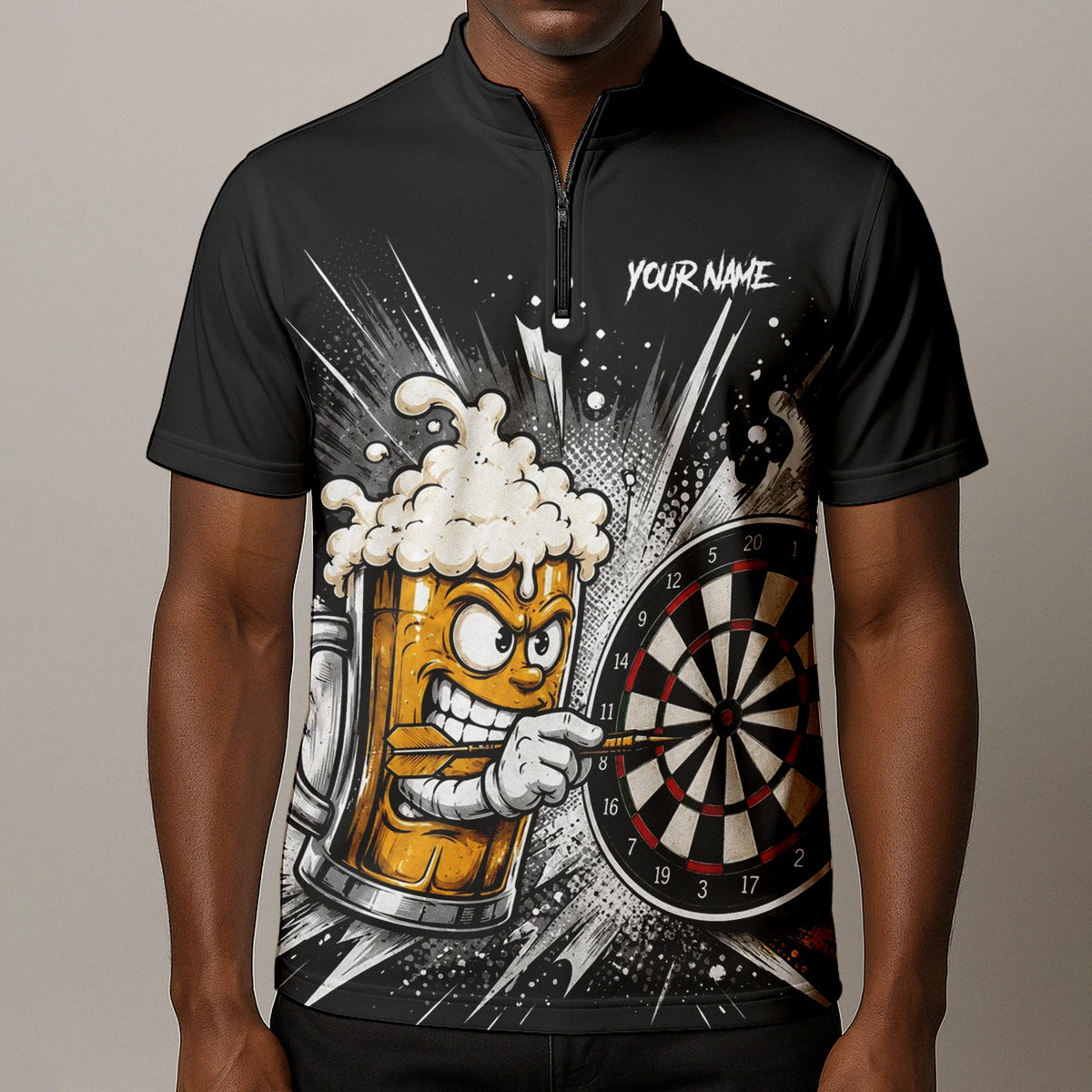 Personalised Beer Mug Darts Polo Shirt For Men S555
