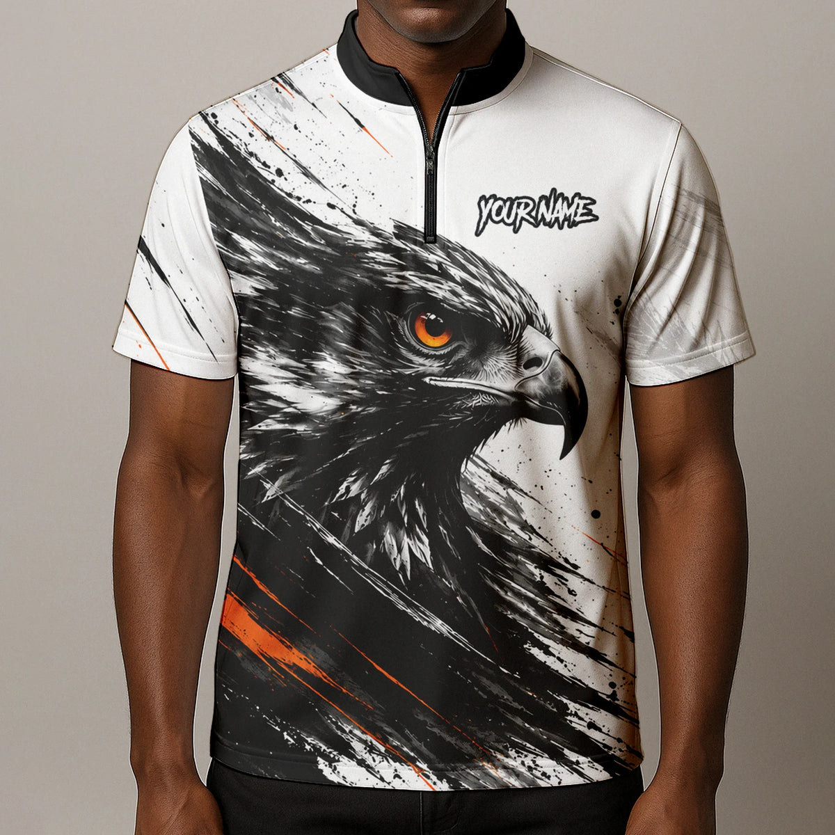 Personalised White Black Orange Eagle Darts Shirt For Men V695