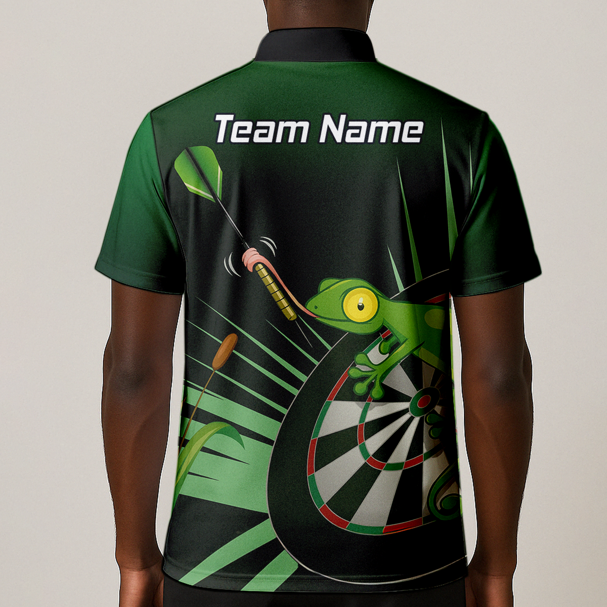 Personalised Gecko Darts Polo Shirt Green Black For Men M5488 additional image 1
