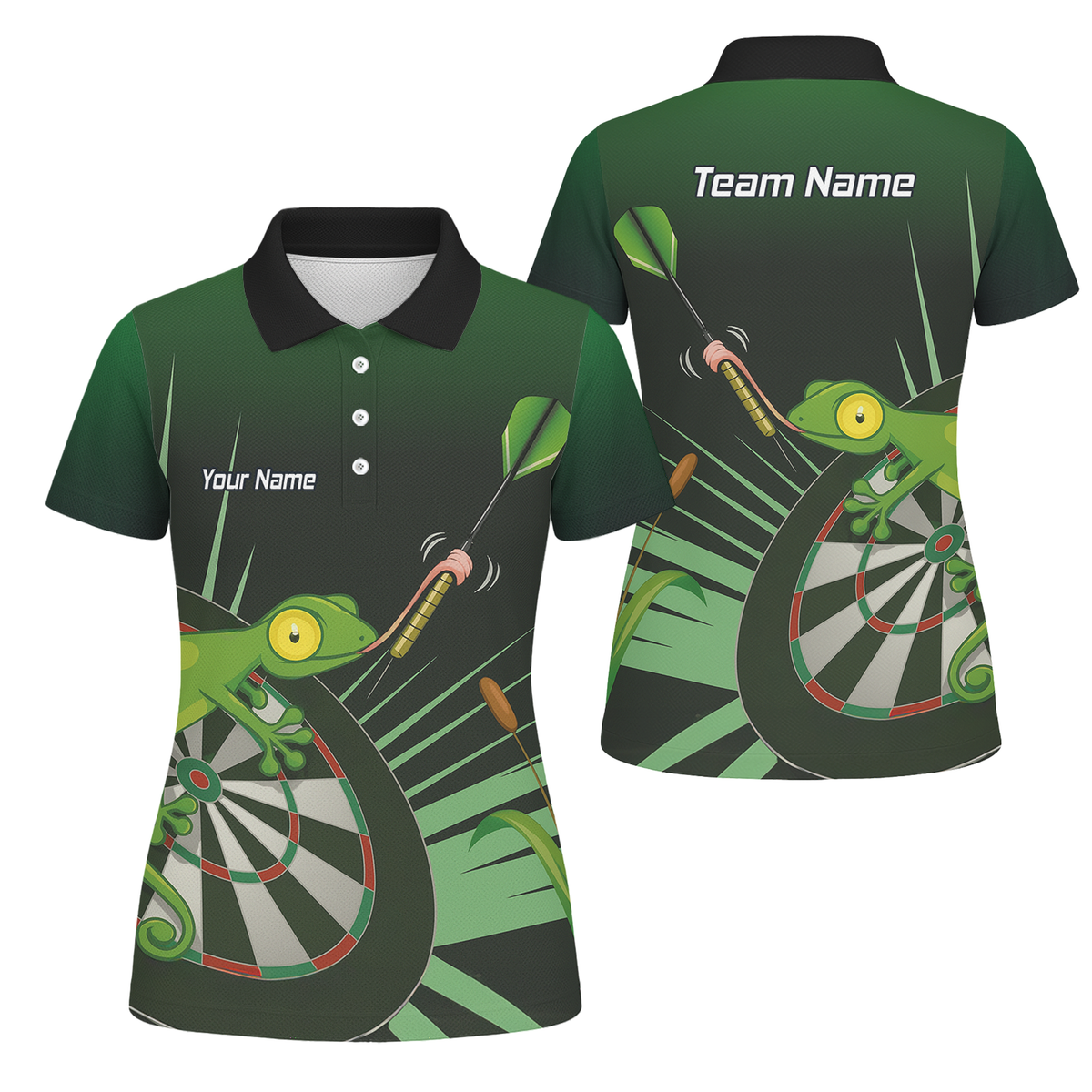 Personalised Gecko Darts Polo Shirt Green Black For Men M5488 main image - polo No