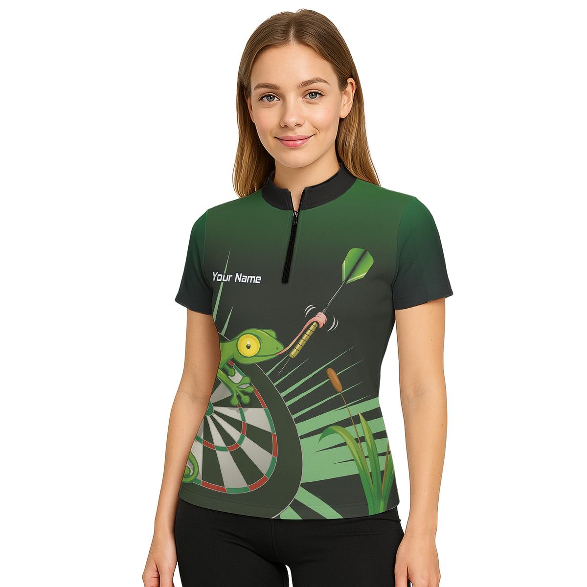 Personalised Gecko Darts Polo Shirt Green Black For Men M5488 additional image 5