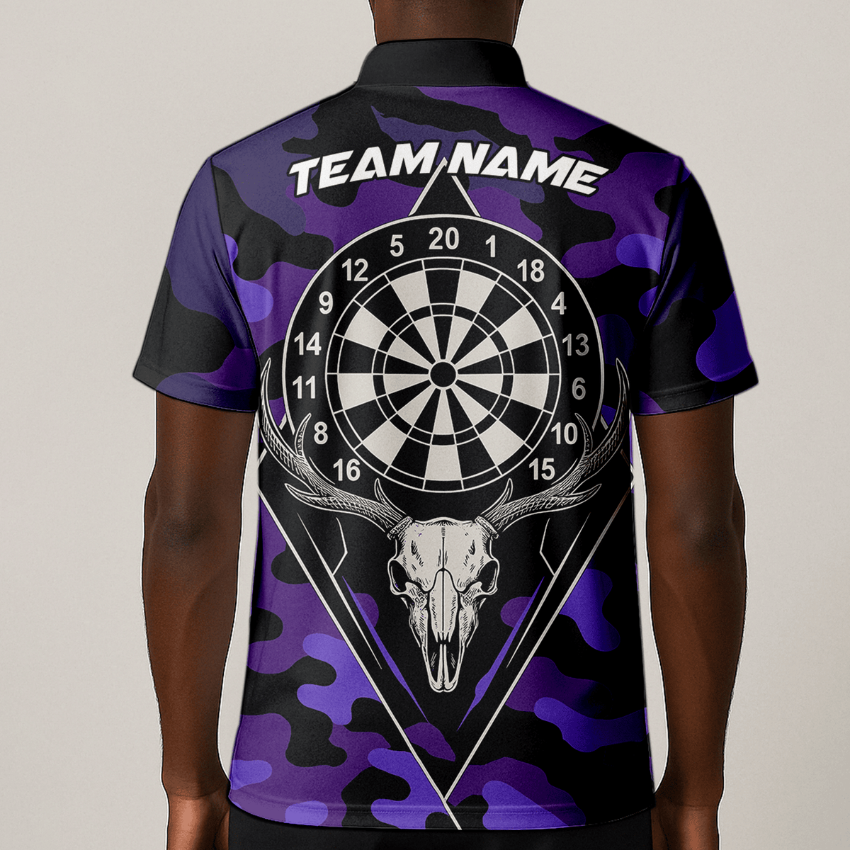 Personalized Purple Black Camo Dart Jersey Skull Dartboard For Men W1705 additional image 1