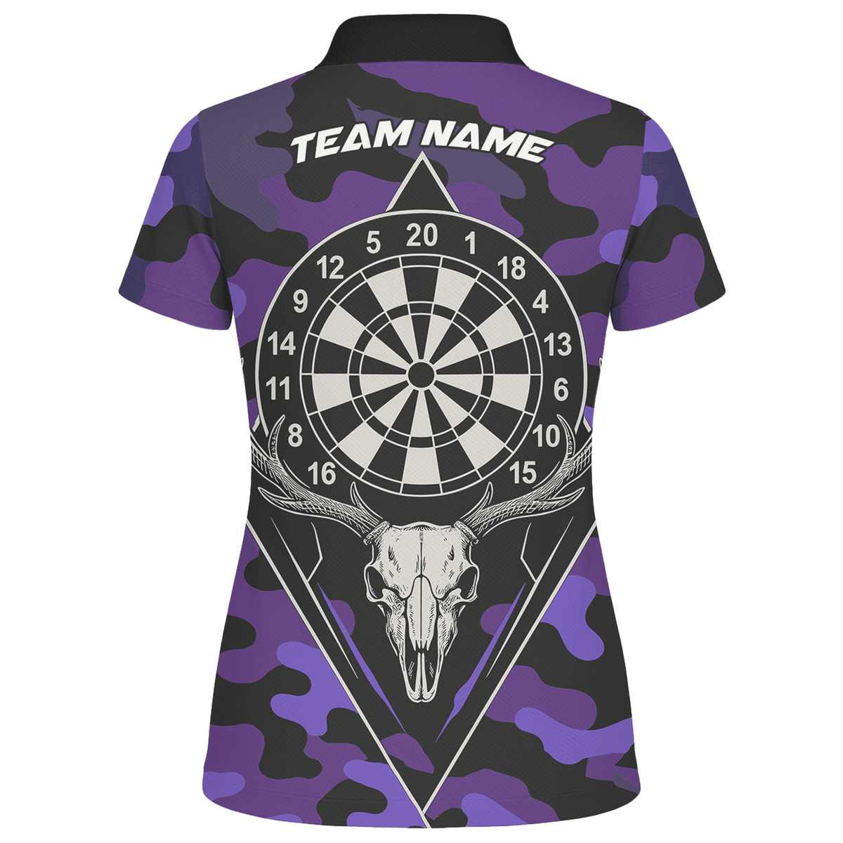 Personalized Purple Black Camo Dart Jersey Skull Dartboard For Women W1705 additional image 2