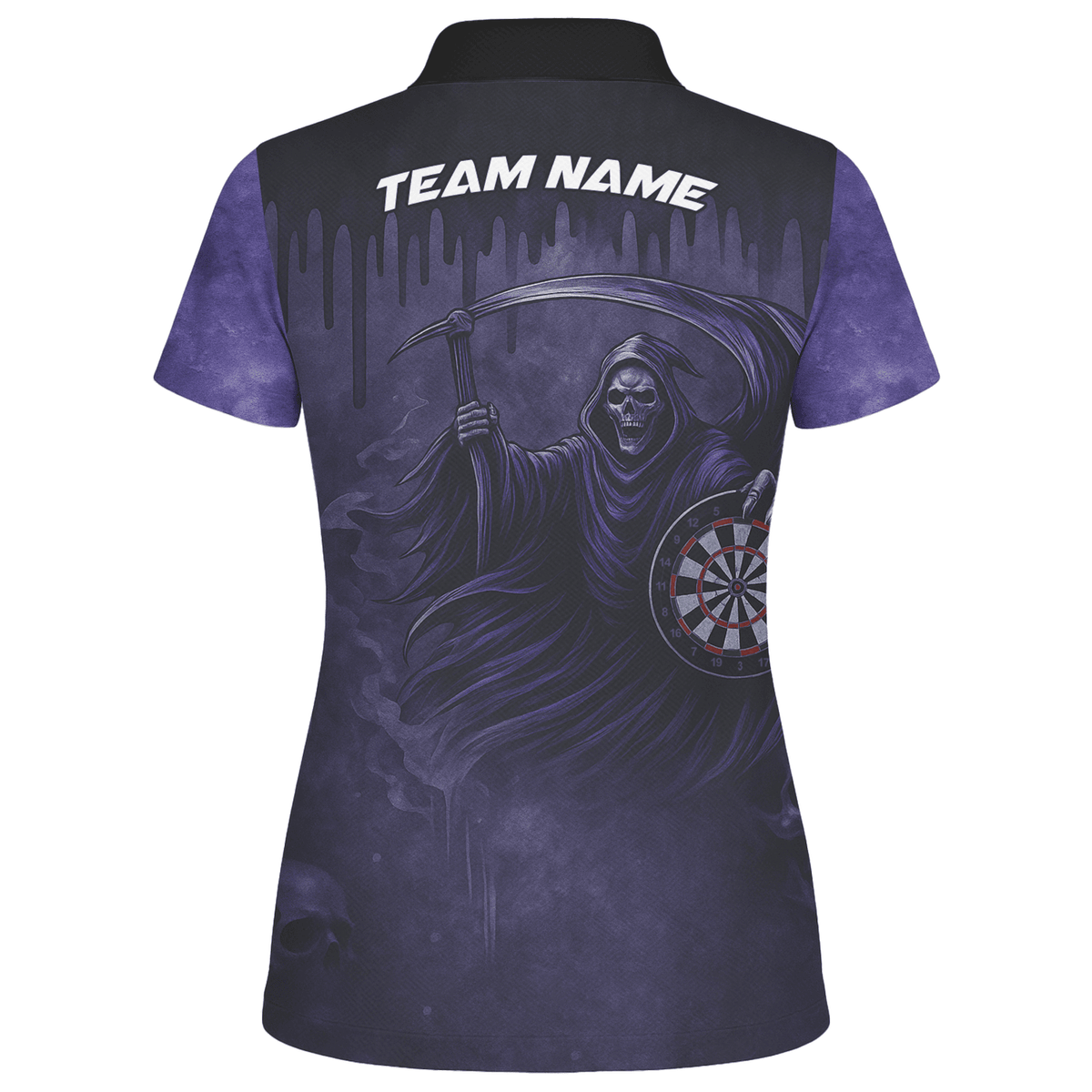 Personalized Grim Reaper Skull Darts Polo Shirt Purple Black For Women C8621 additional image 2