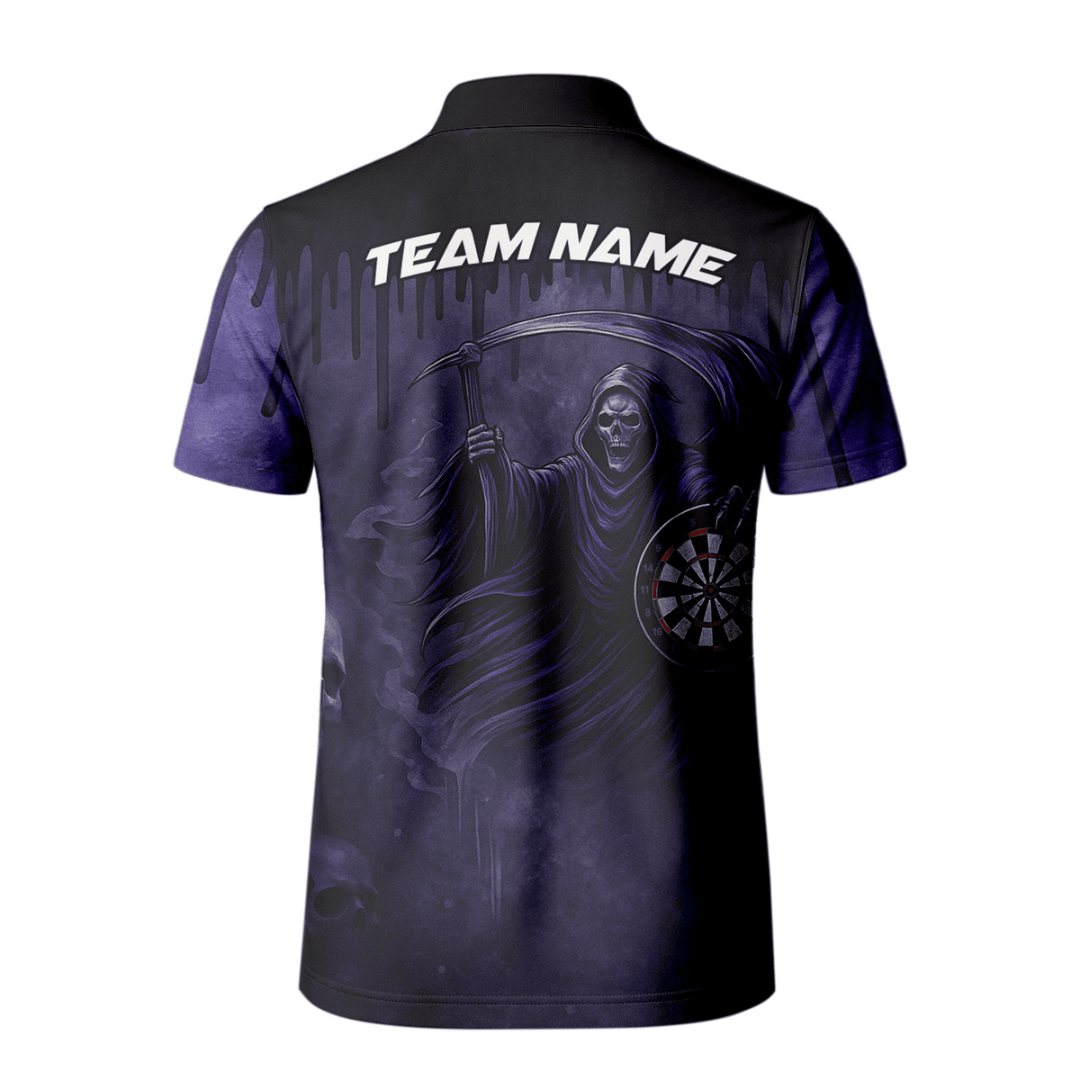 Personalized Grim Reaper Skull Darts Polo Shirt Purple Black For Men C8621 additional image 3