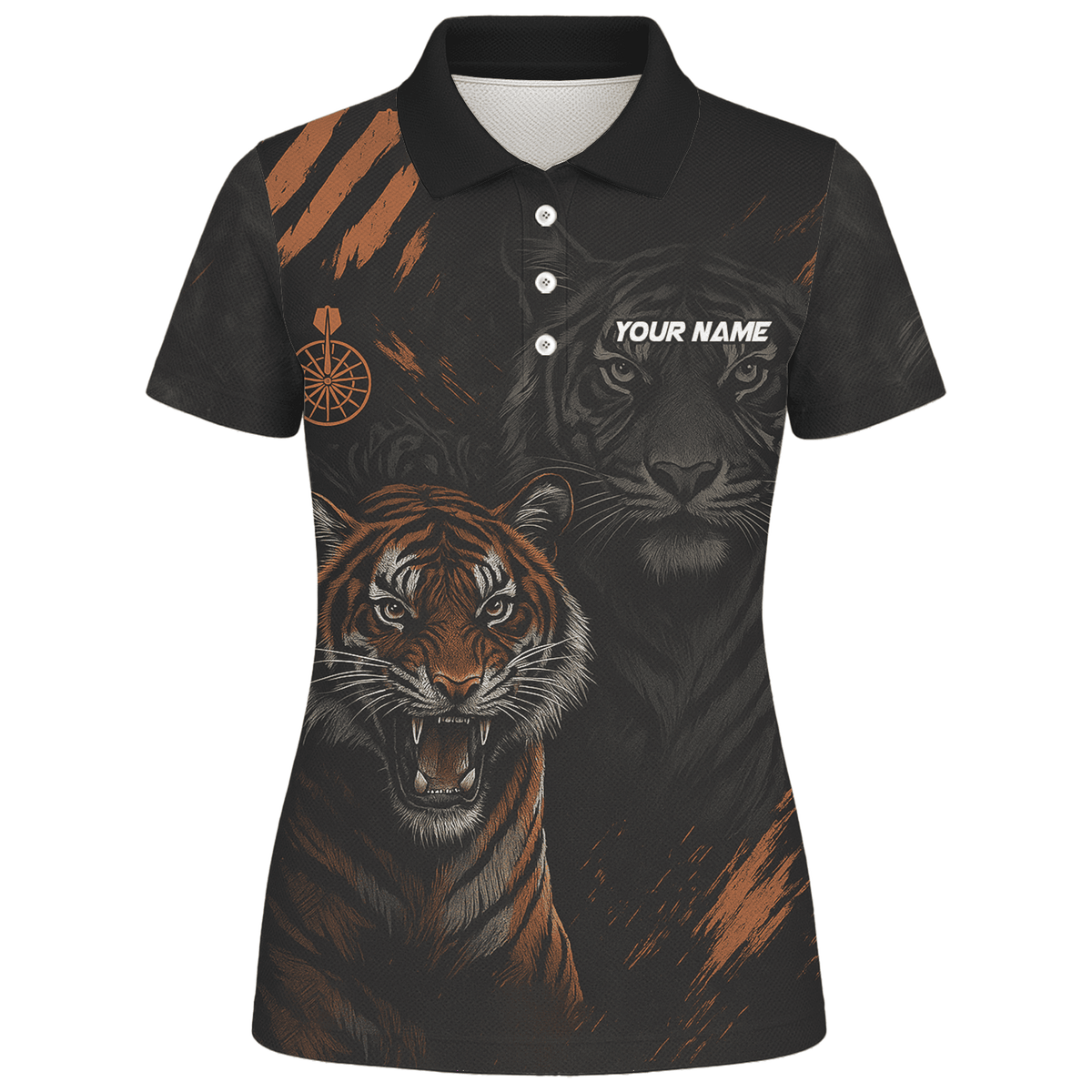 Personalized Roaring Tiger Dart Polo Black Orange For Women M0703 additional image 1
