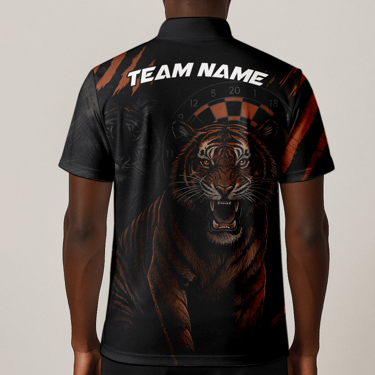 Personalized Roaring Tiger Dart Polo Black Orange For Men M0703 additional image 1
