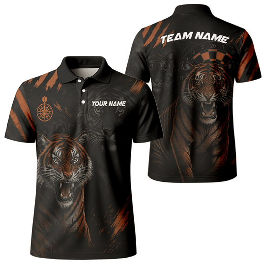 Personalized Roaring Tiger Dart Polo Black Orange For Men M0703 main image - polo No