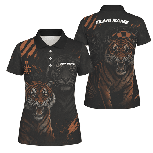 Personalized Roaring Tiger Dart Polo Black Orange For Women M0703 main image - polo No
