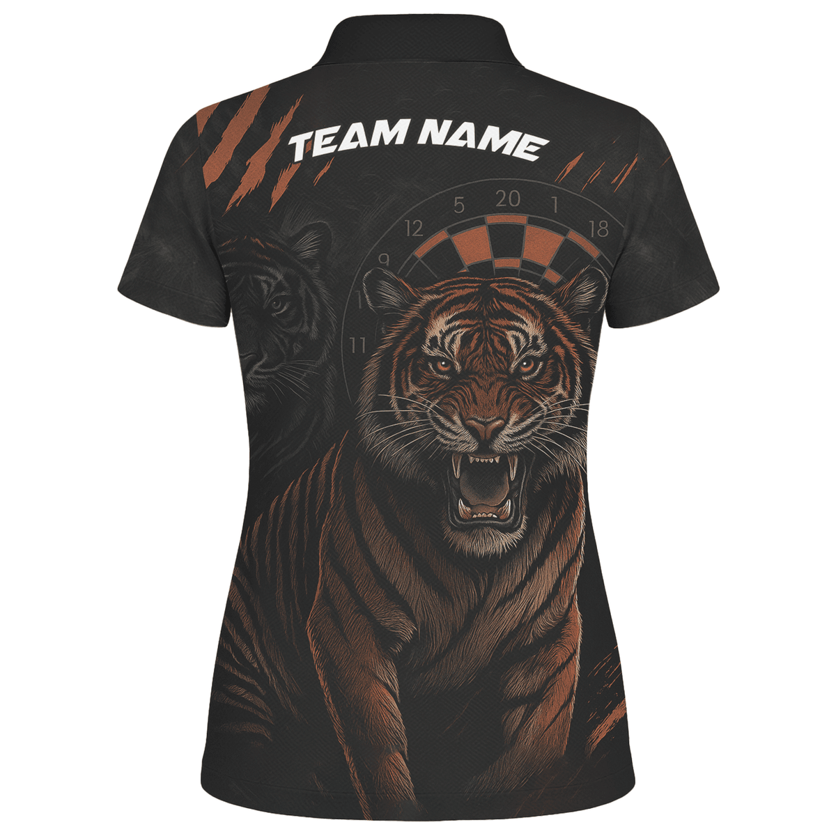 Personalized Roaring Tiger Dart Polo Black Orange For Women M0703 additional image 2
