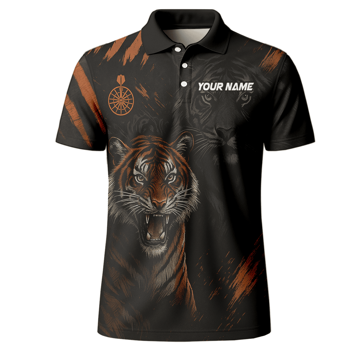 Personalized Roaring Tiger Dart Polo Black Orange For Men M0703 additional image 2