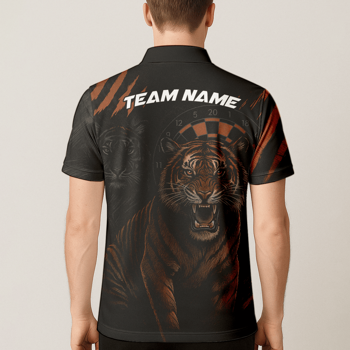 Personalized Roaring Tiger Dart Polo Black Orange For Men M0703 additional image 5