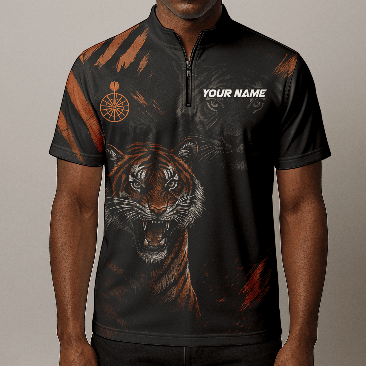 Personalized Roaring Tiger Dart Polo Black Orange For Men M0703 additional image 8