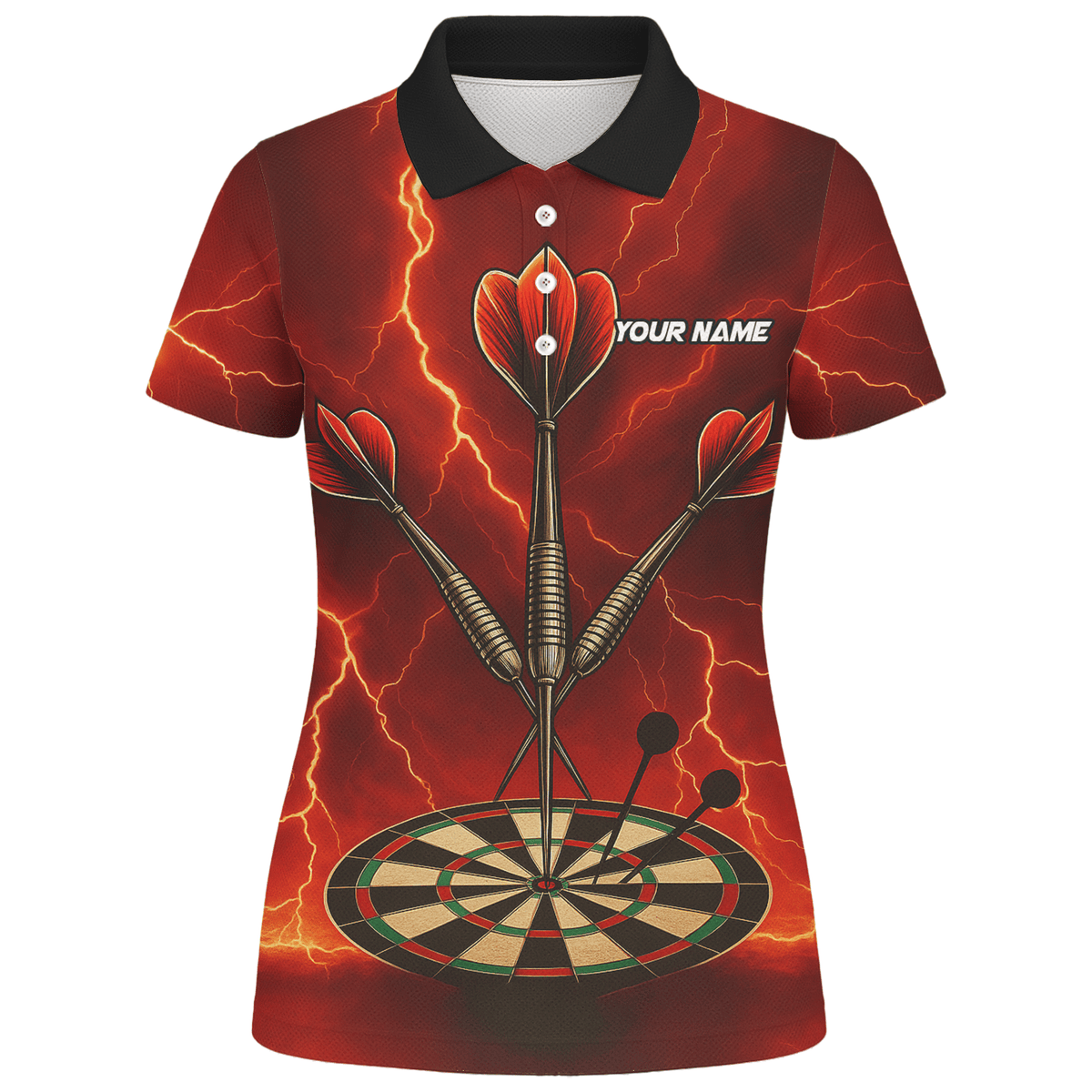 Personalized Lightning Darts Jersey Red Black Polo Shirt For Women S9300 additional image 1