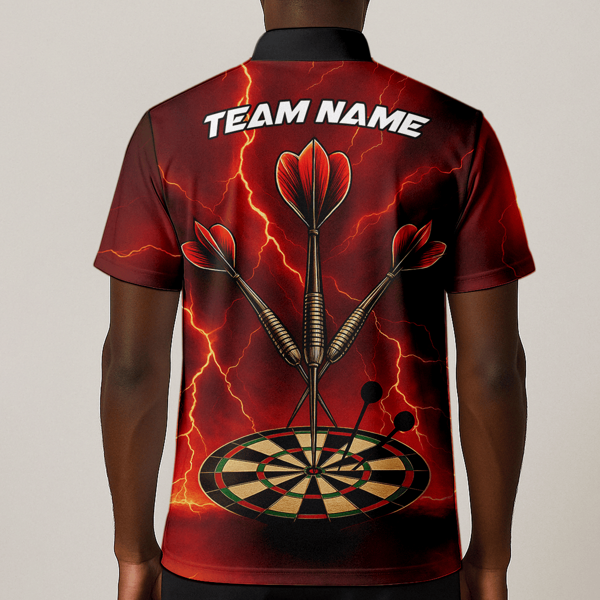 Personalized Lightning Darts Jersey Red Black Polo Shirt for Men S9300 additional image 1
