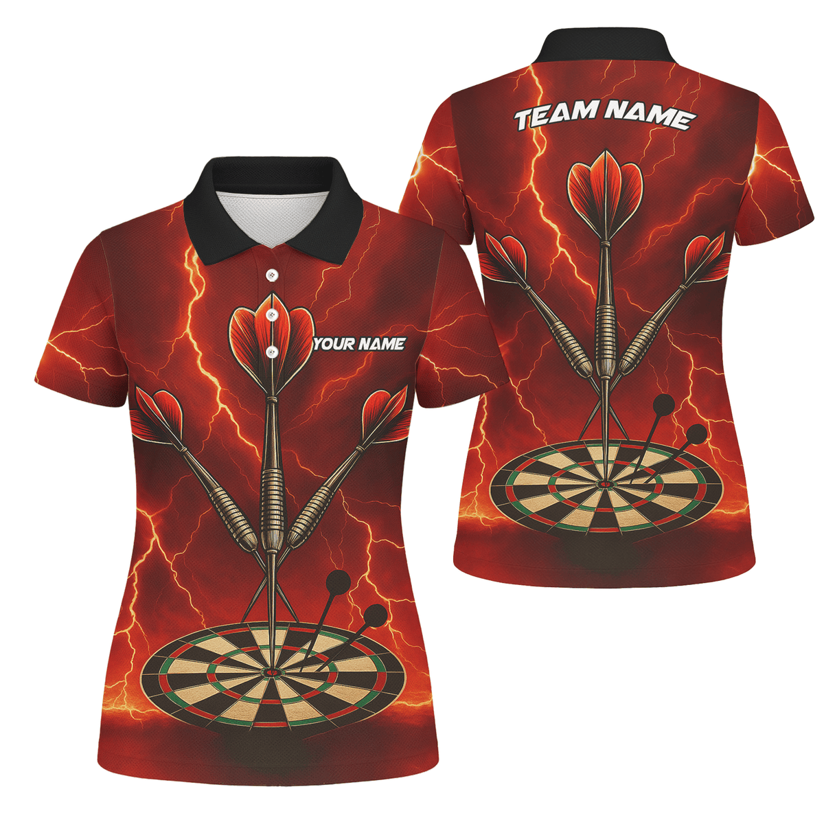 Personalized Lightning Darts Jersey Red Black Polo Shirt For Women S9300 main image - polo No