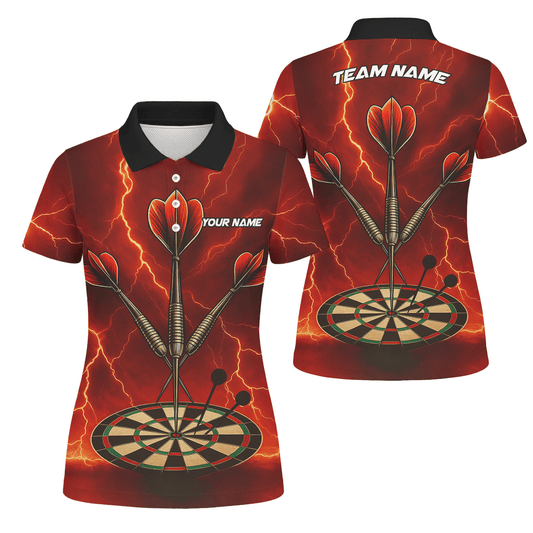 Personalized Lightning Darts Jersey Red Black Polo Shirt For Women S9300 main image - polo No