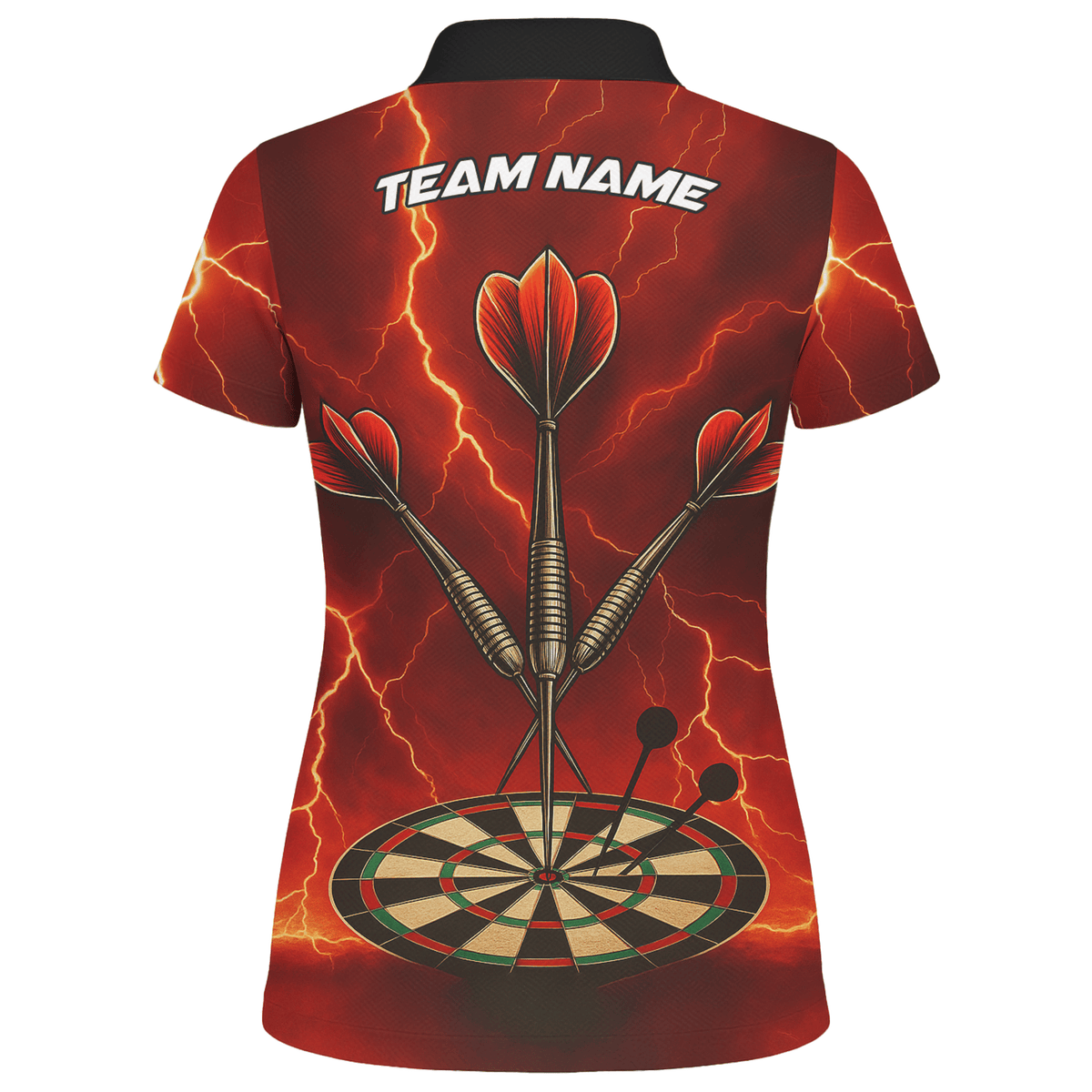 Personalized Lightning Darts Jersey Red Black Polo Shirt For Women S9300 additional image 2