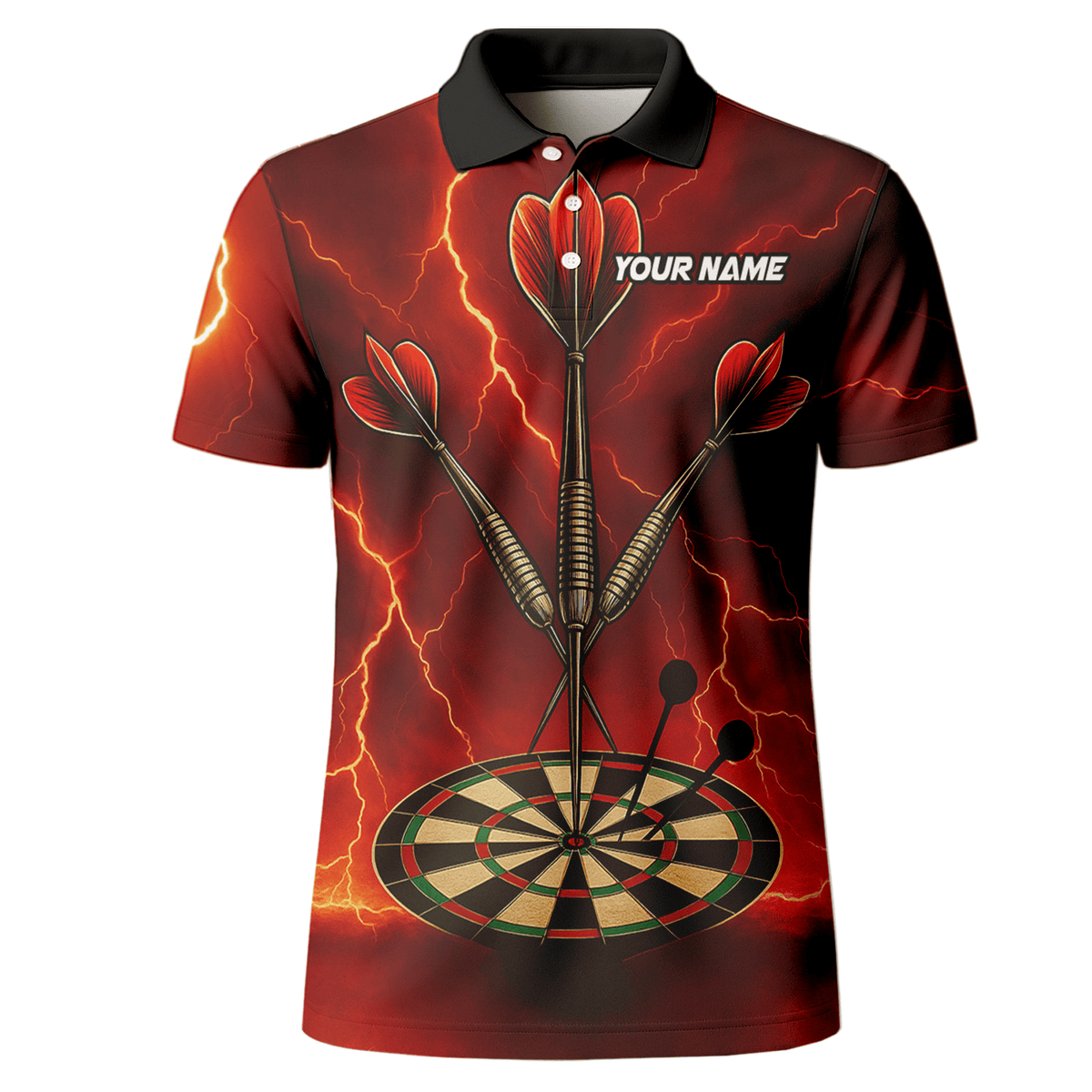 Personalized Lightning Darts Jersey Red Black Polo Shirt for Men S9300 additional image 2