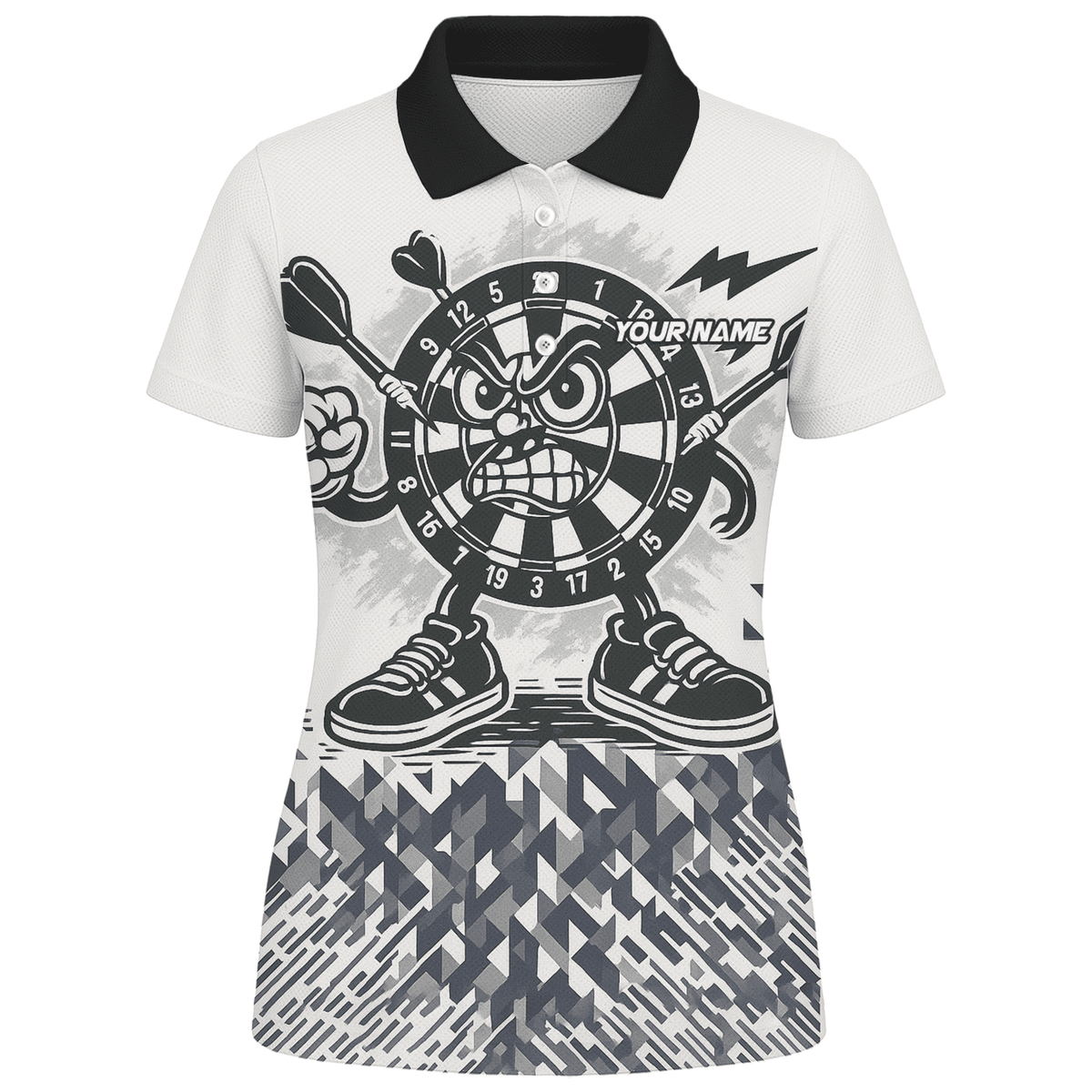 Personalized Angry Dartboard Mascot Dart Polo Shirt White Black For Women G3683 additional image 1