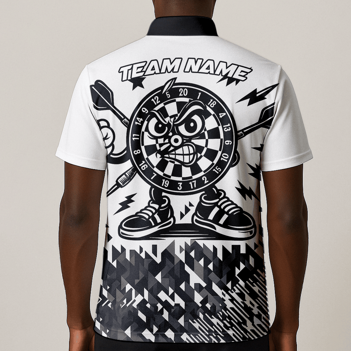 Personalized Angry Dartboard Mascot Dart Polo Shirt White Black For Men G3683 additional image 1