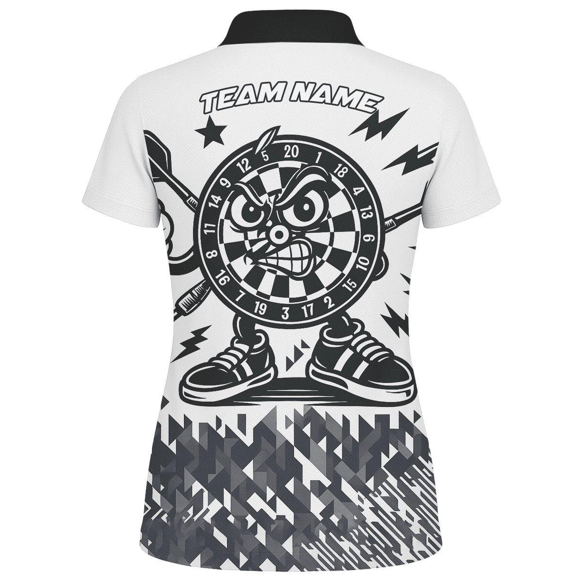 Personalized Angry Dartboard Mascot Dart Polo Shirt White Black For Women G3683 additional image 2