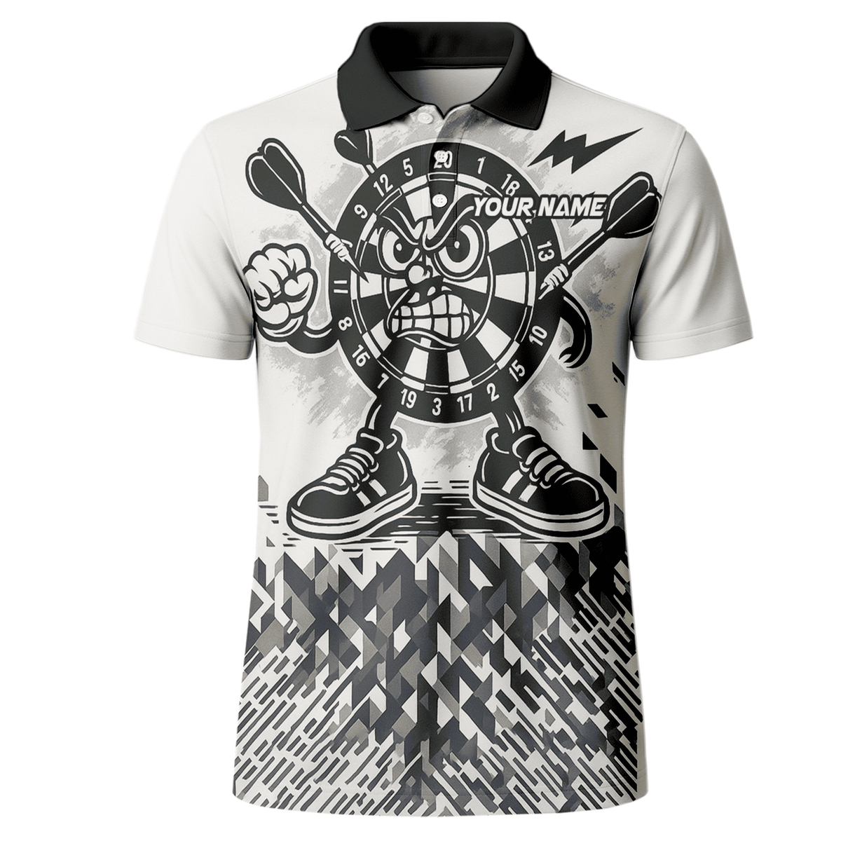 Personalized Angry Dartboard Mascot Dart Polo Shirt White Black For Men G3683 additional image 2