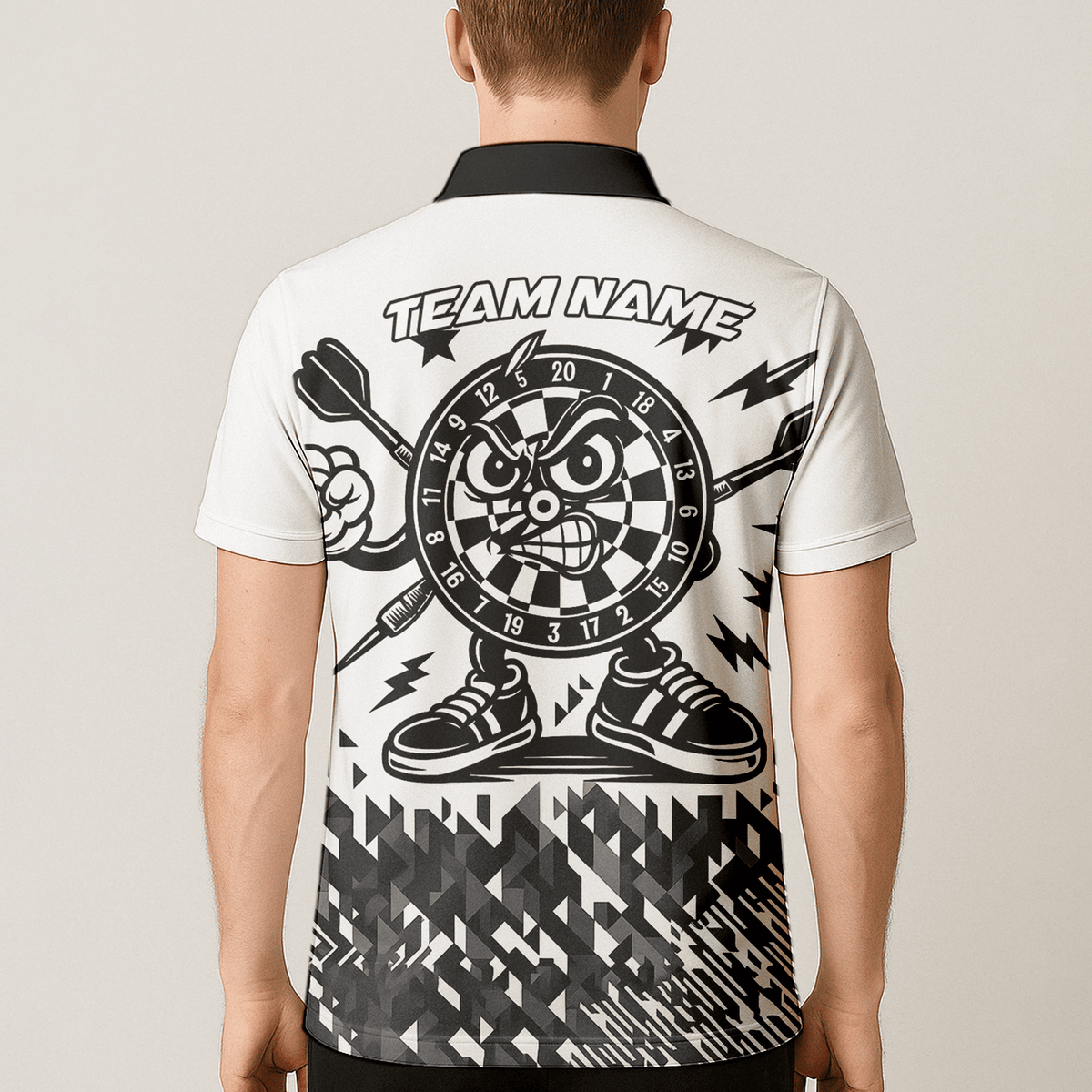 Personalized Angry Dartboard Mascot Dart Polo Shirt White Black For Men G3683 additional image 5