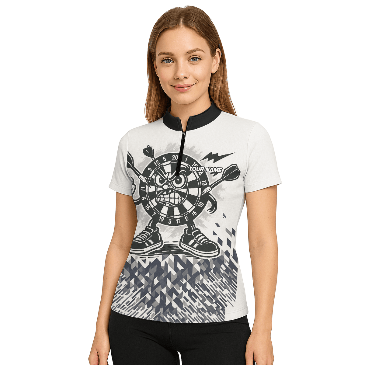 Personalized Angry Dartboard Mascot Dart Polo Shirt White Black For Women G3683 additional image 5