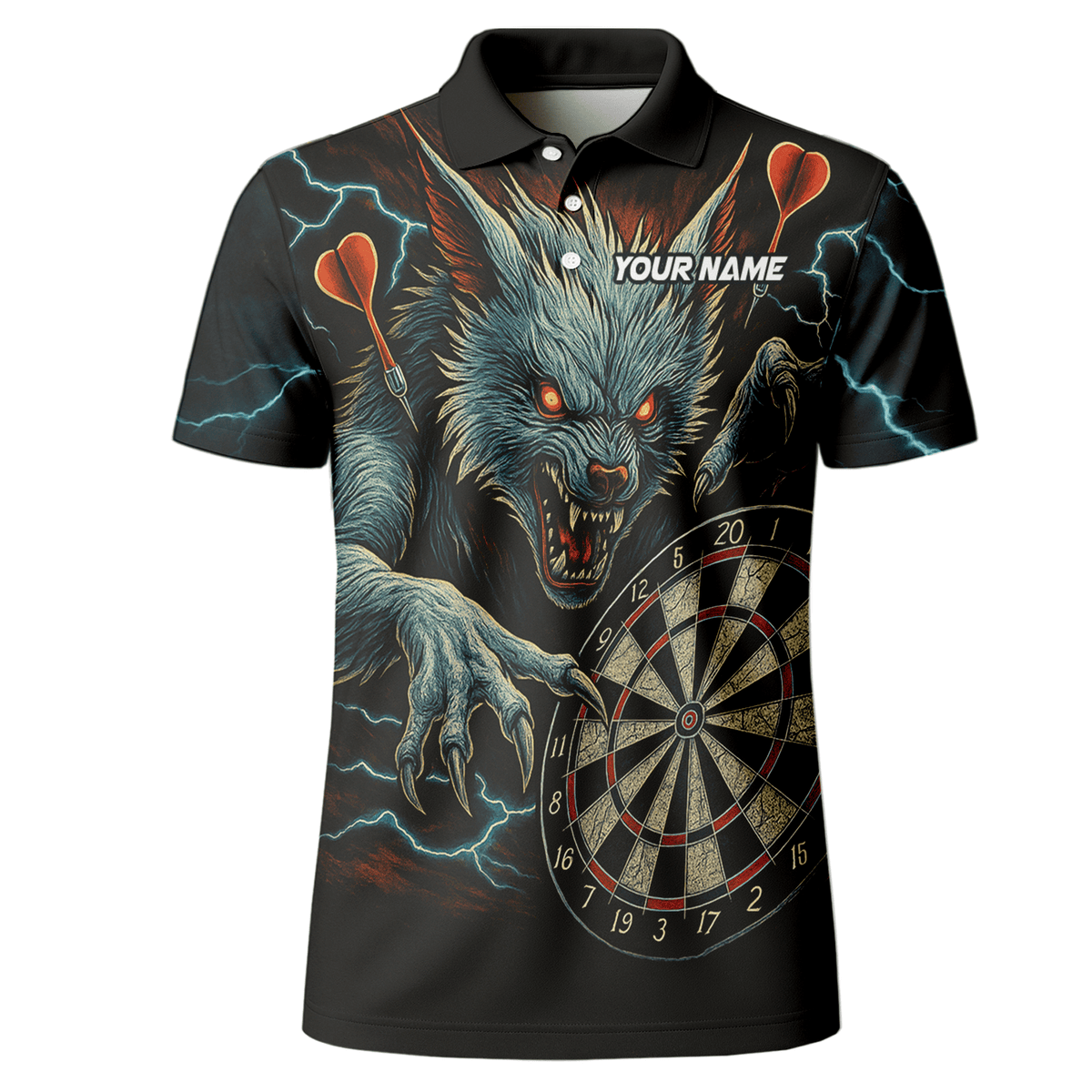 Personalized Werewolf Storm Darts Polo Shirt Black For Men T7670 additional image 2