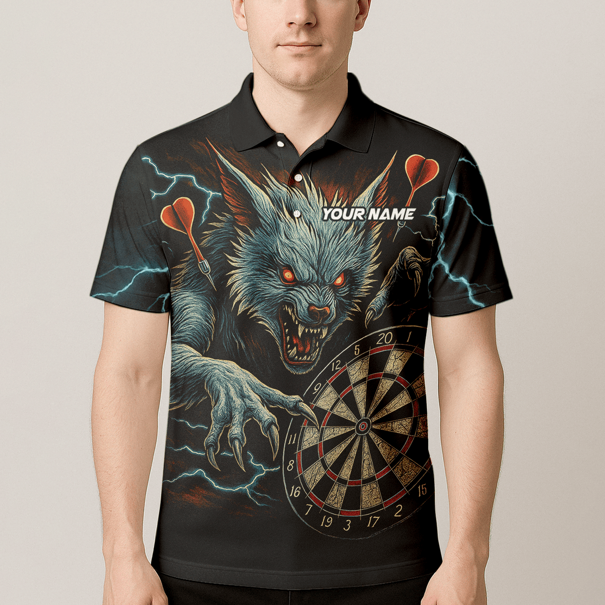 Personalized Werewolf Storm Darts Polo Shirt Black For Men T7670 additional image 4