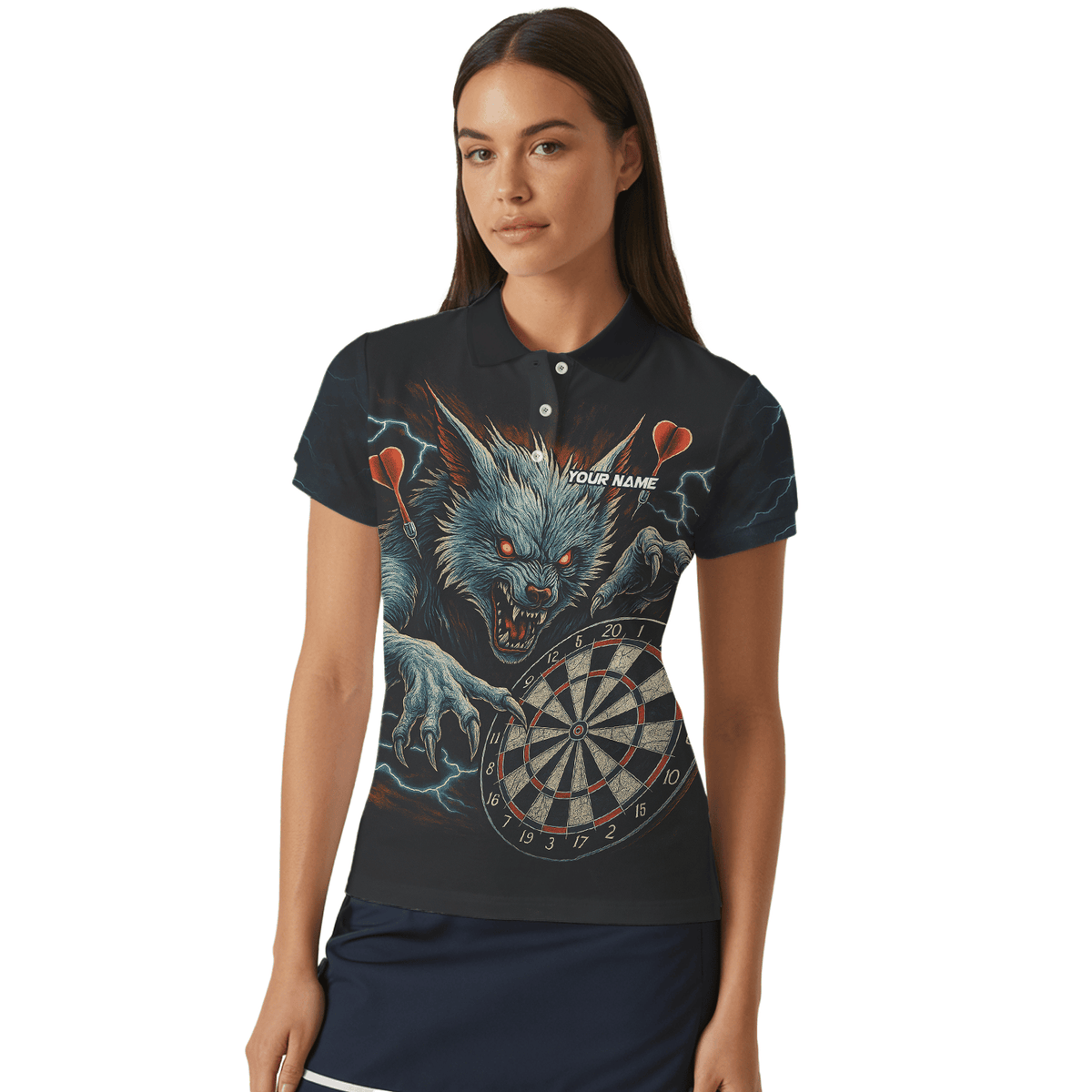 Personalized Werewolf Storm Darts Polo Shirt Black For Women T7670 additional image 4