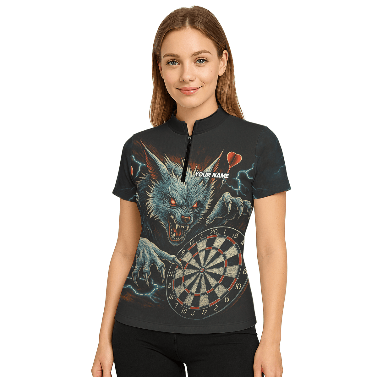 Personalized Werewolf Storm Darts Polo Shirt Black For Women T7670 additional image 5