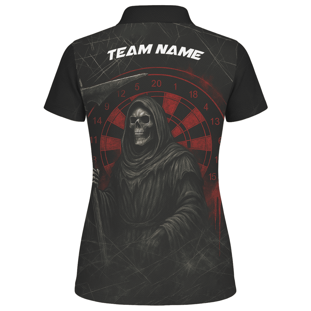 Personalized Grim Reaper Dart Polo Shirt Black Red Cracked For Women X1942 additional image 2