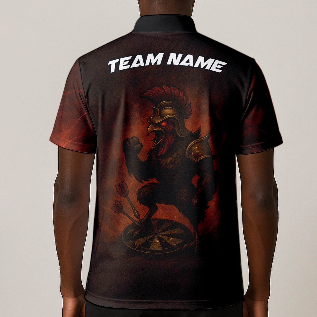 Custom Spartan Rooster Dart Polo Shirt Red Brown additional image 1