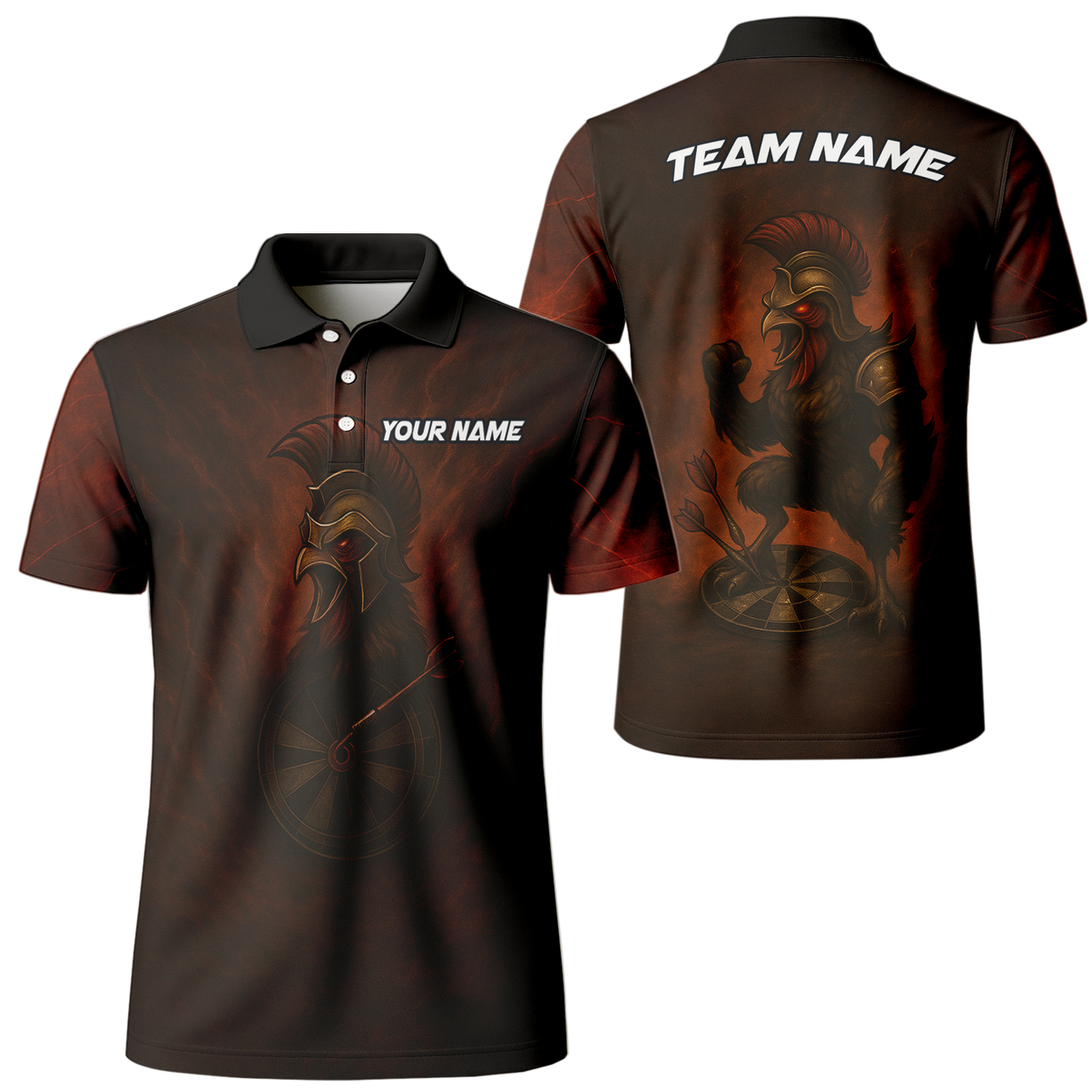 Custom Spartan Rooster Dart Polo Shirt Red Brown main image - polo, Pocket No