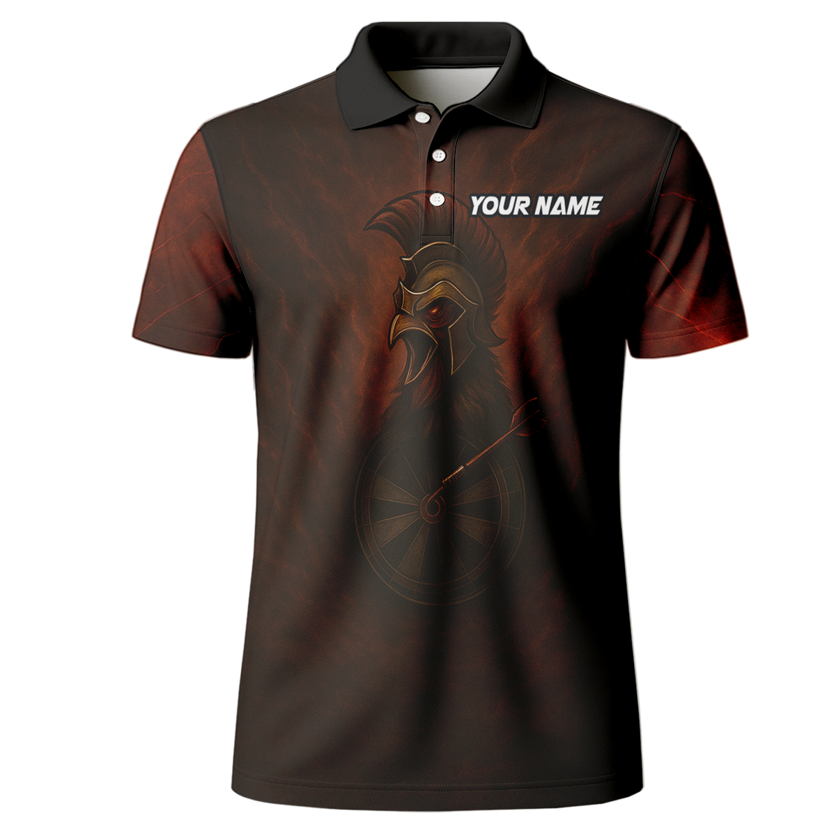 Custom Spartan Rooster Dart Polo Shirt Red Brown additional image 2